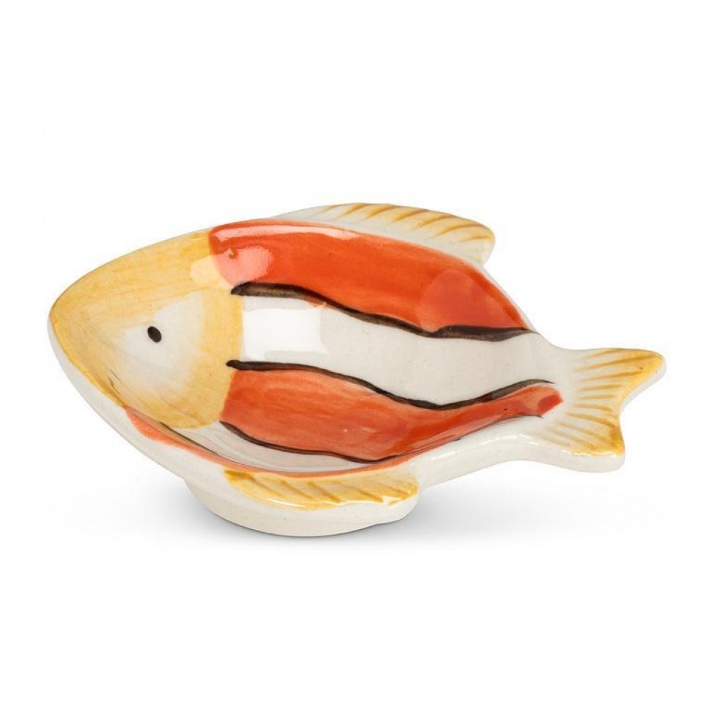 UNBT-01019 Striped Fish Dish - Orange & White