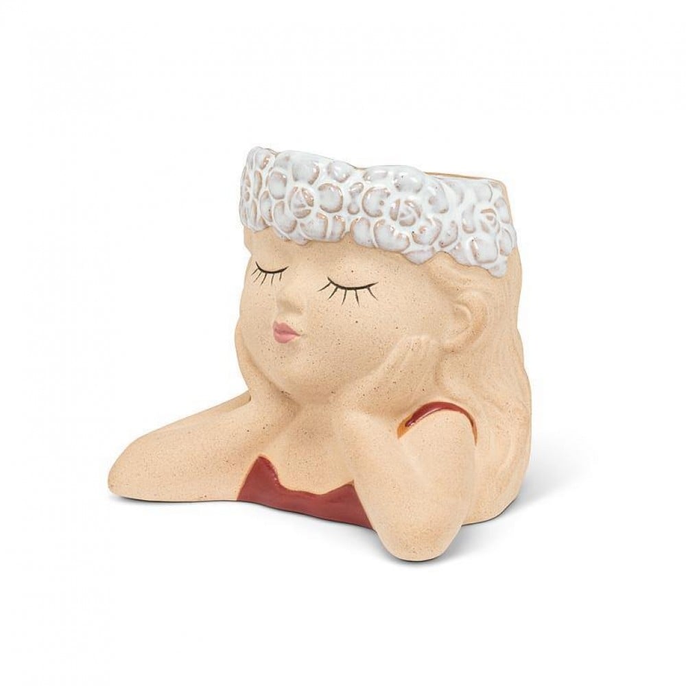 UNBT-00419 Head in Hands with Top Planter - Pink, Red & White