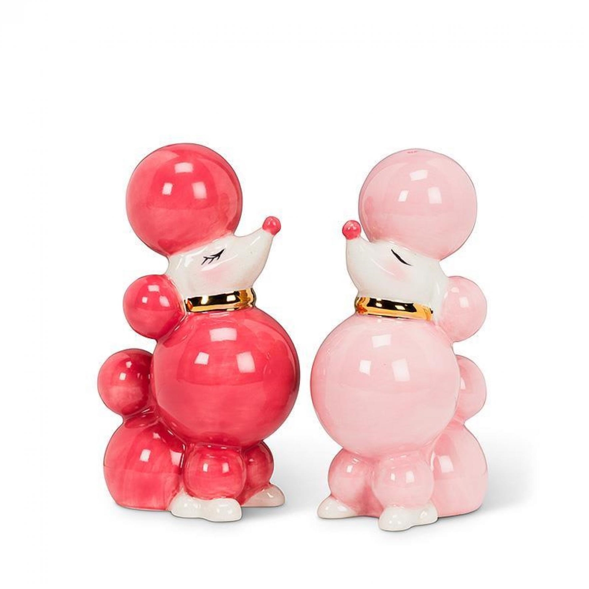 UNBT-00701 Poodle Salt & Pepper Shaker - Pink & White
