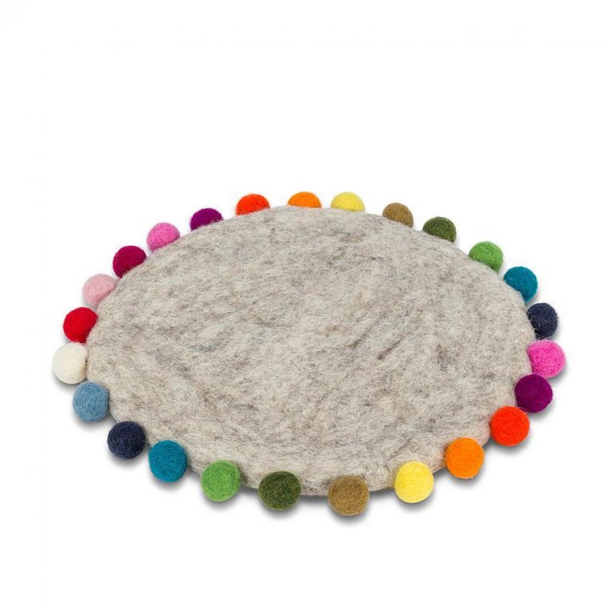 UNBT-00699 Pompom Edge on Light Gray Trivet