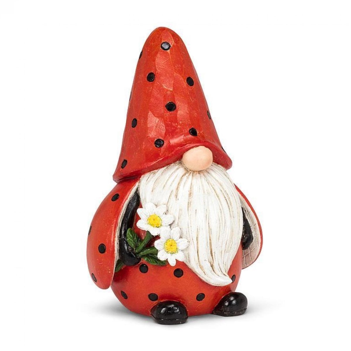 UNBT-00466 Ladybug Gnome Figurine - Red, White, Black & Yellow