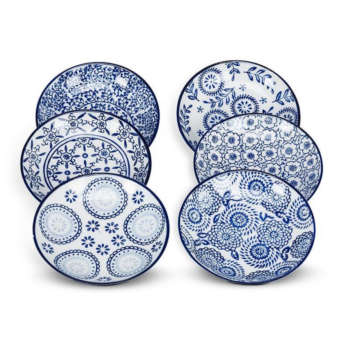Picture of MDR Trading UNBT-00930 Round Shallow Dish - Blue & White - Set of 6