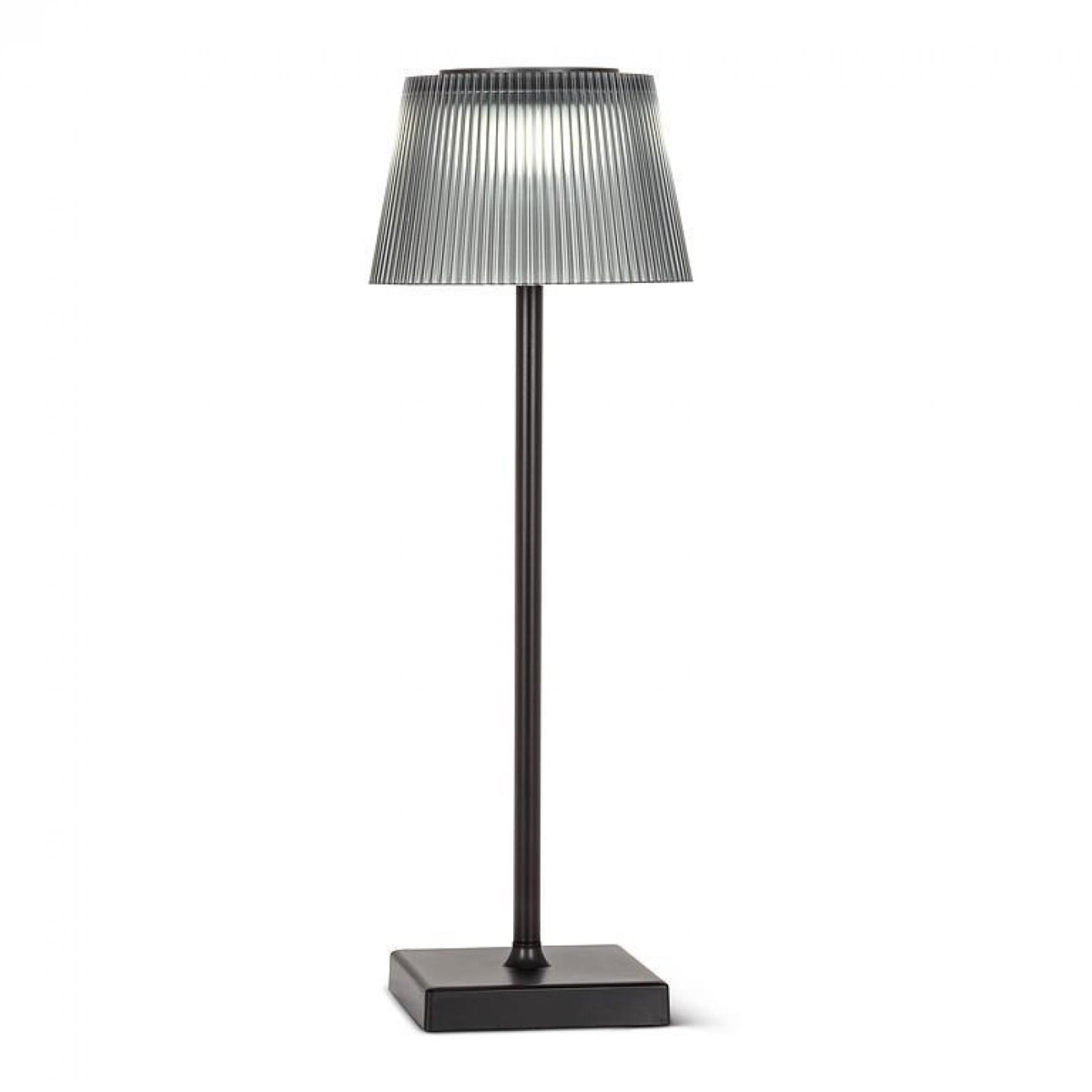 UNBT-00975 Smoke Gray Fluted Shade with Black Base LED Outdoor Table Lamp