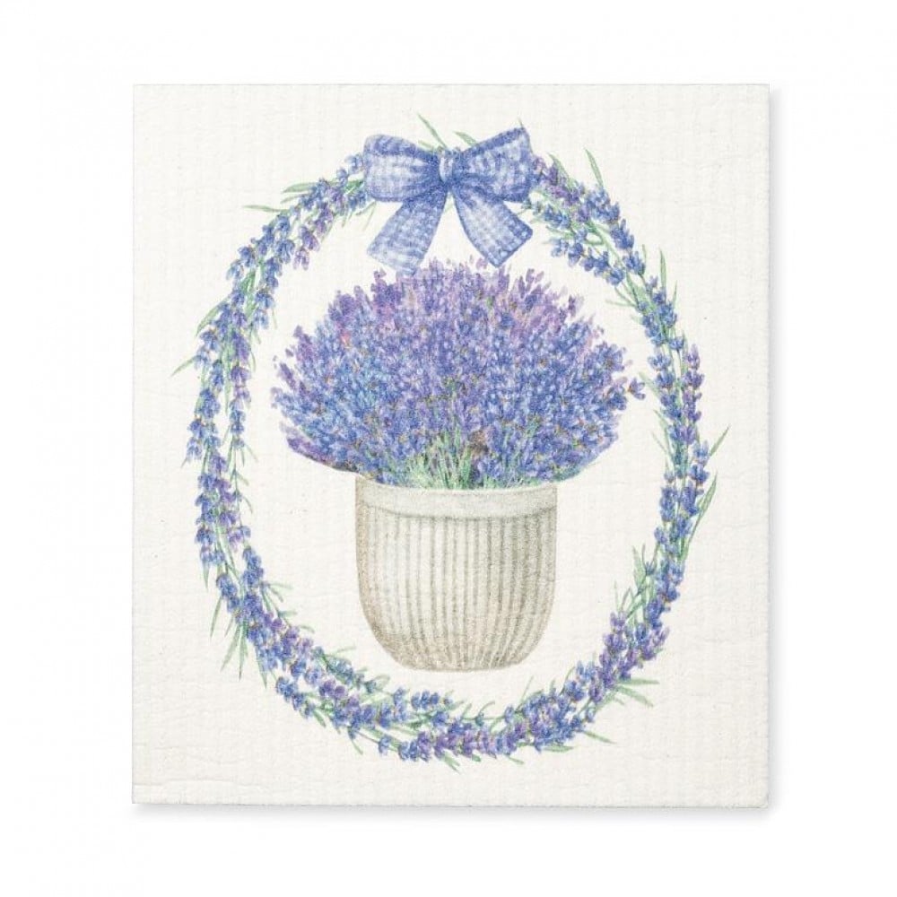 Picture of MDR Trading UNBT-00479 Lavender Wreath Dishcloth - White & Purple