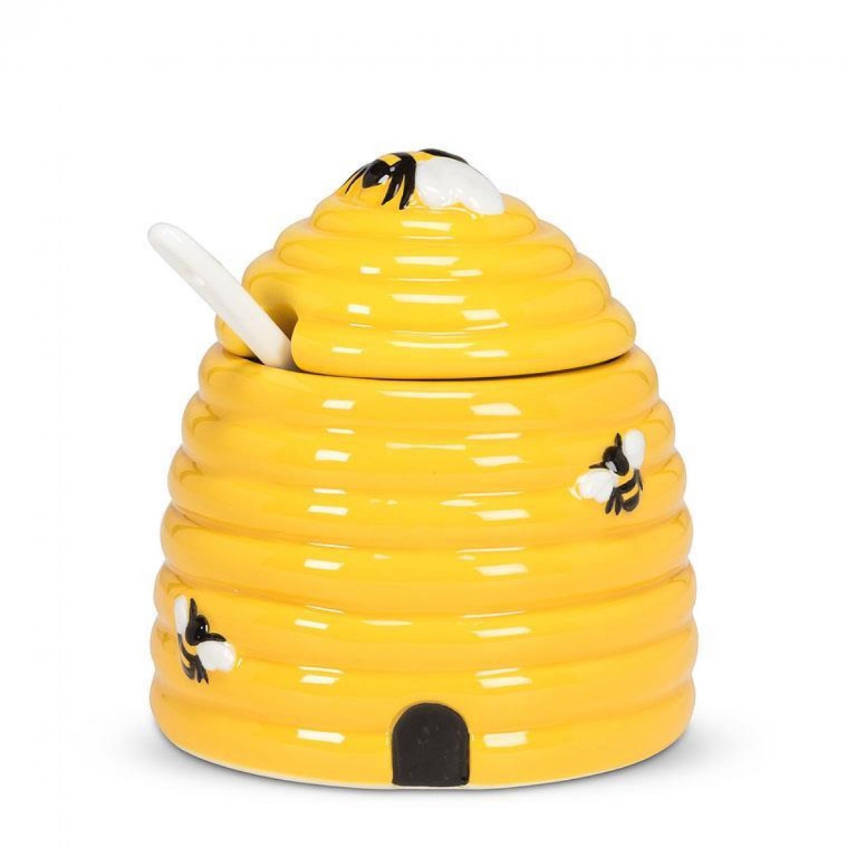UNBT-00075 Beehive Shaped Spoon & Covered Jar - Yellow