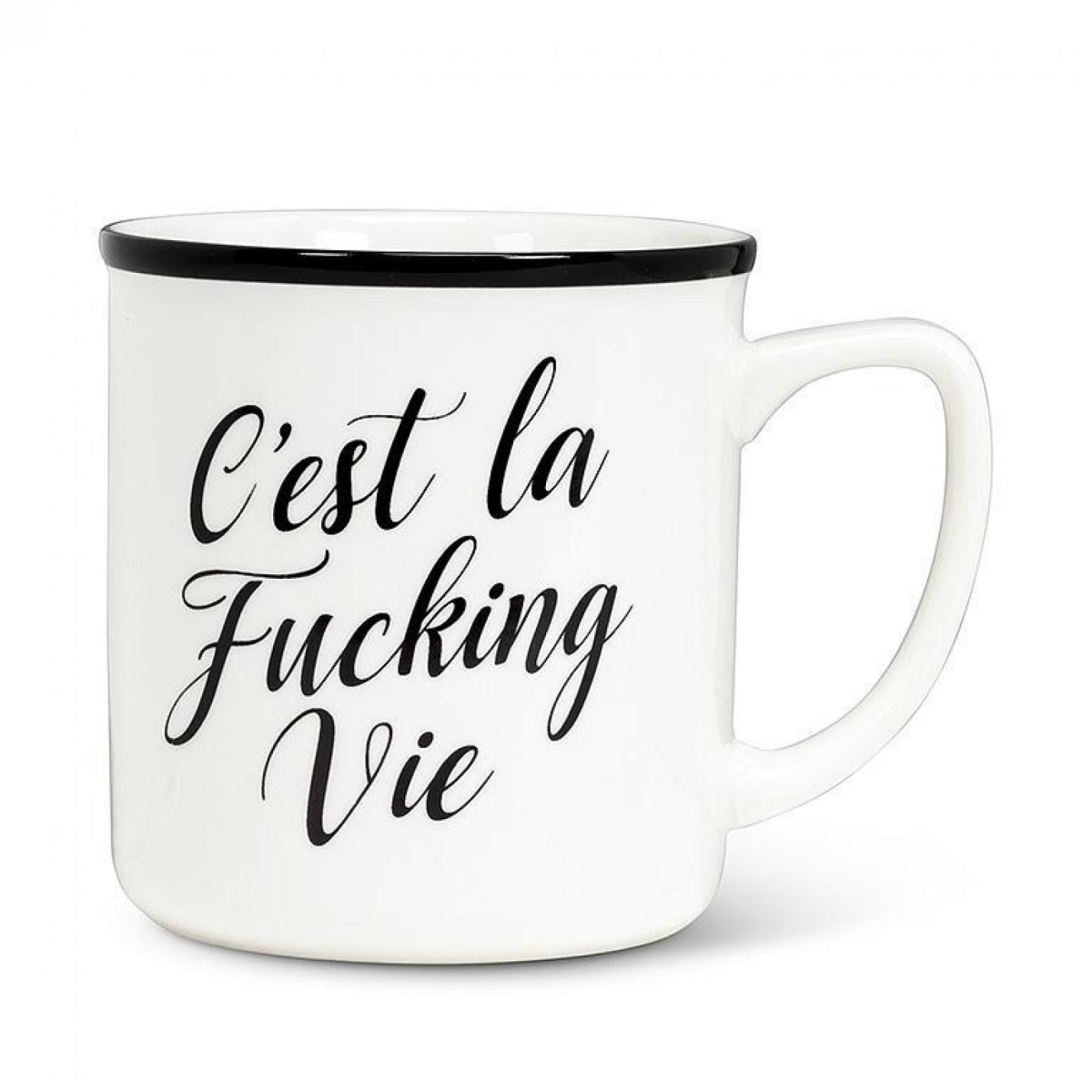 UNBT-00190 Cest La F-Cking Vie Mug - White & Black
