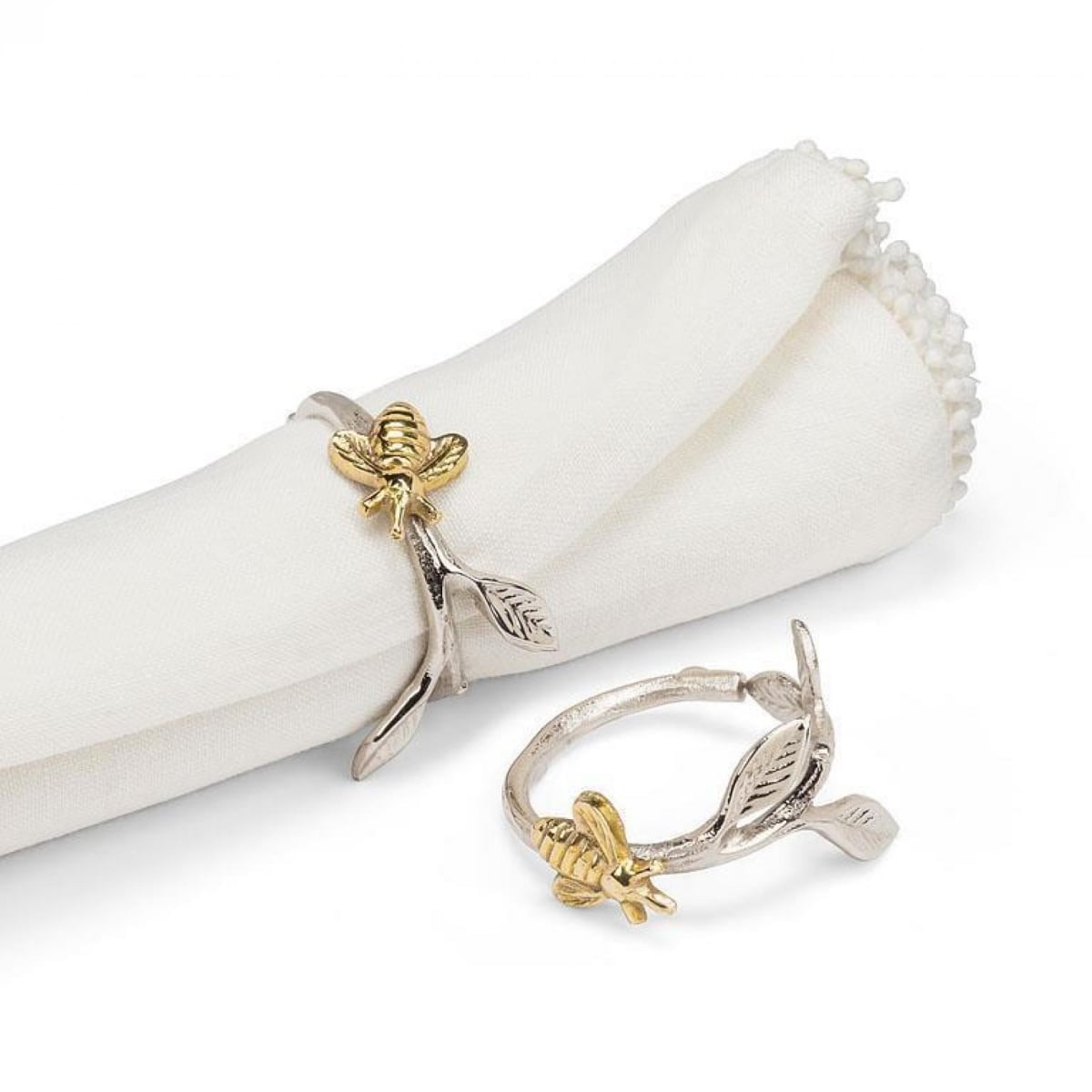 UNBT-00069 Bee on Branch Napkin Ring - Gold & Silver