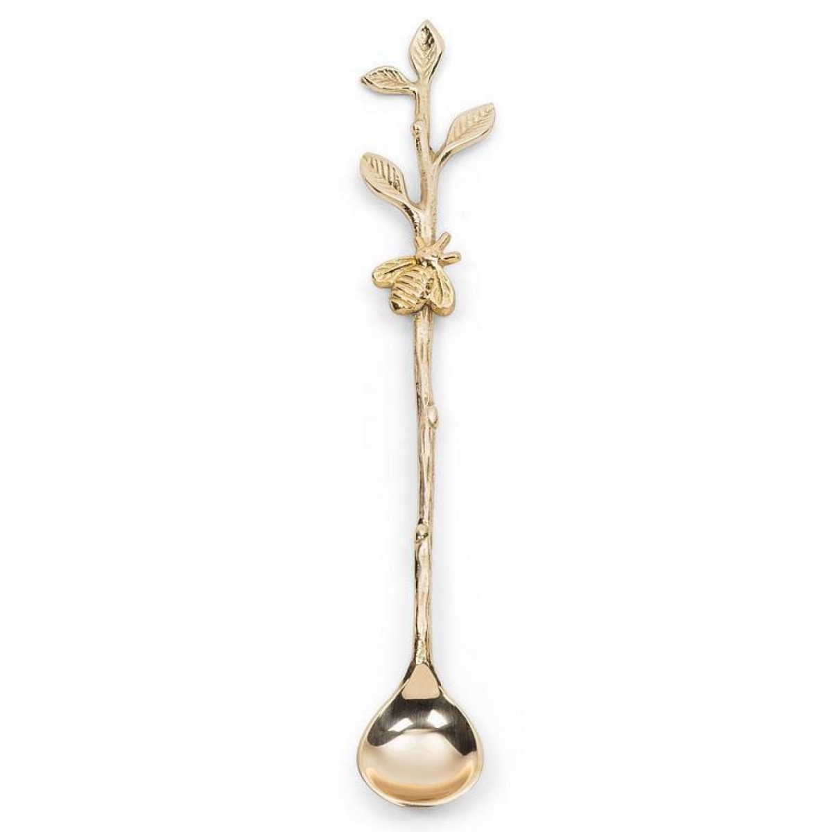 UNBT-00526 Long Handle with Bee on A Twig Spoon - Brass