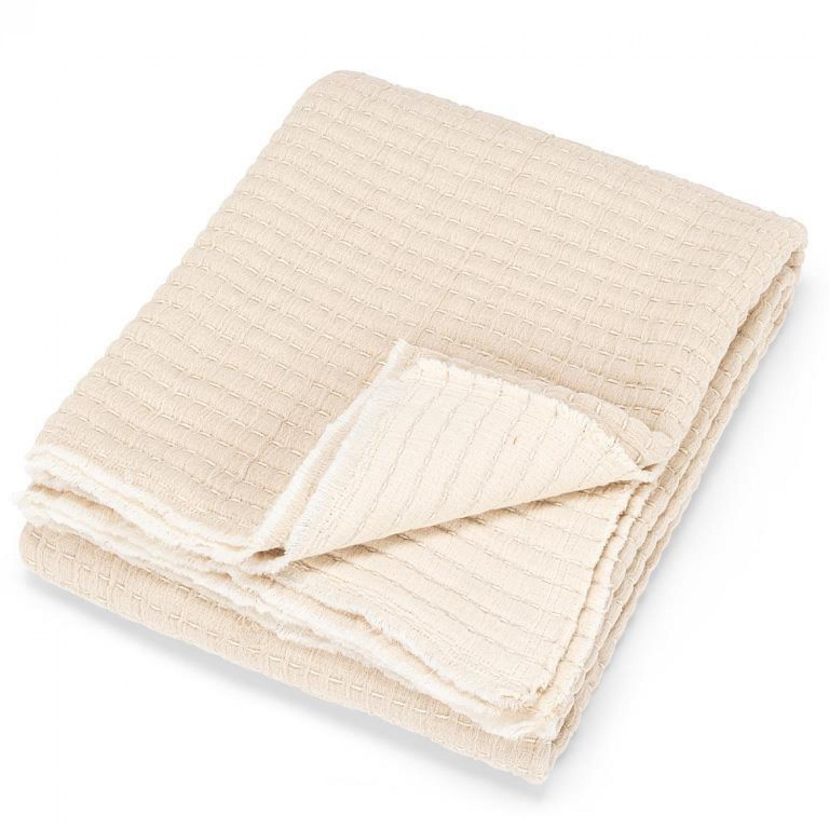 UNBT-00087 Beige Overstitch Throw