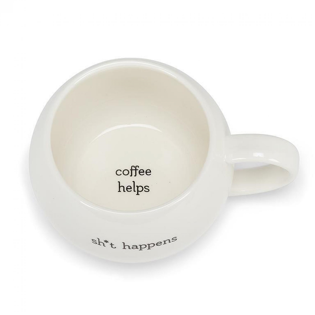 UNBT-00934 Sh-T Happens Coffee Helps Ball Mug - White & Black