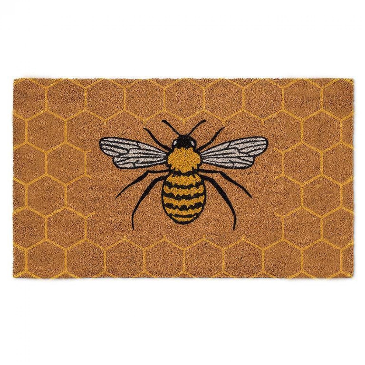 UNBT-00060 Bee & Honeycomb Doormat - Natural, Black & Yellow