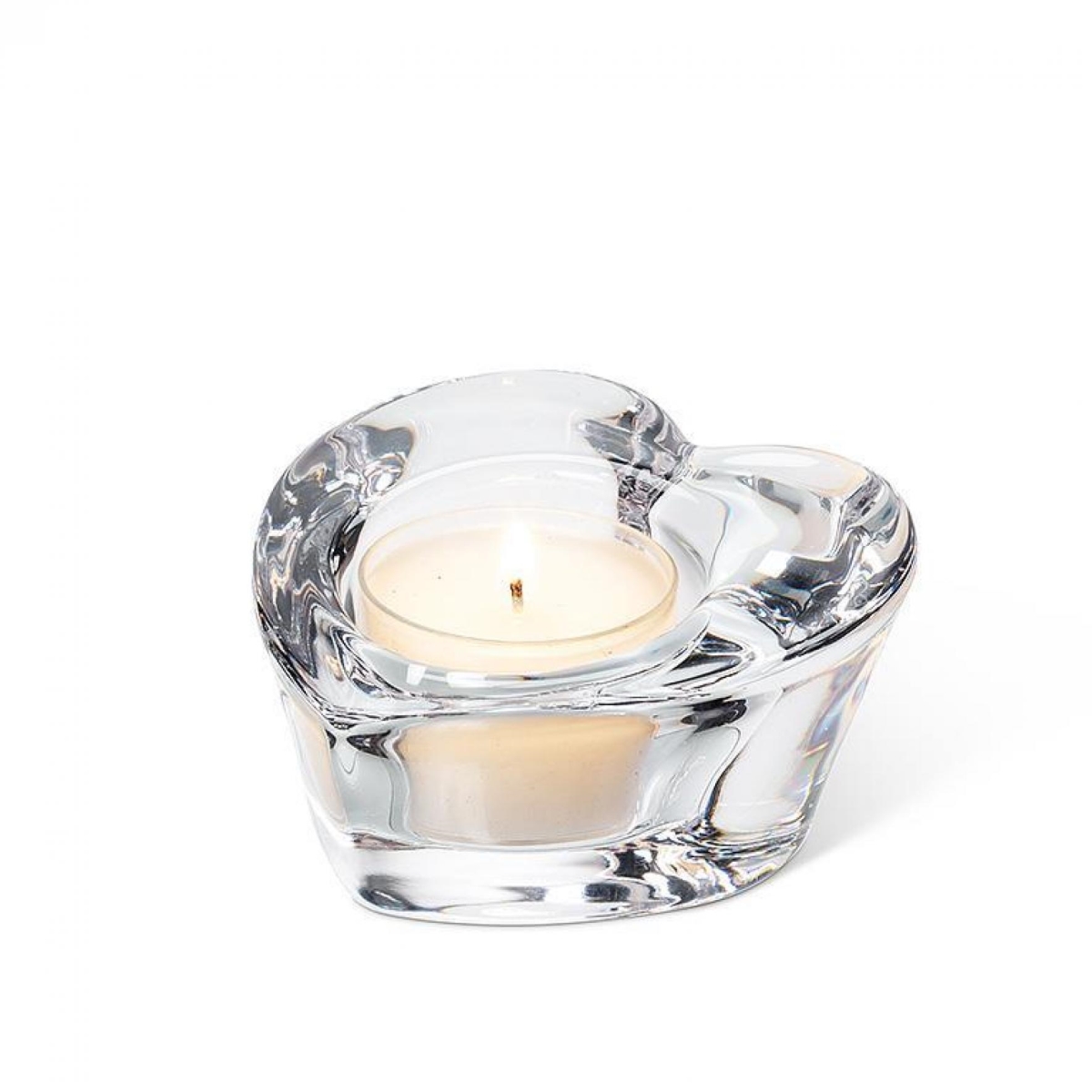 UNBT-01065 Thick Angle Cut Heart Tea Lite Candle Holder - Clear