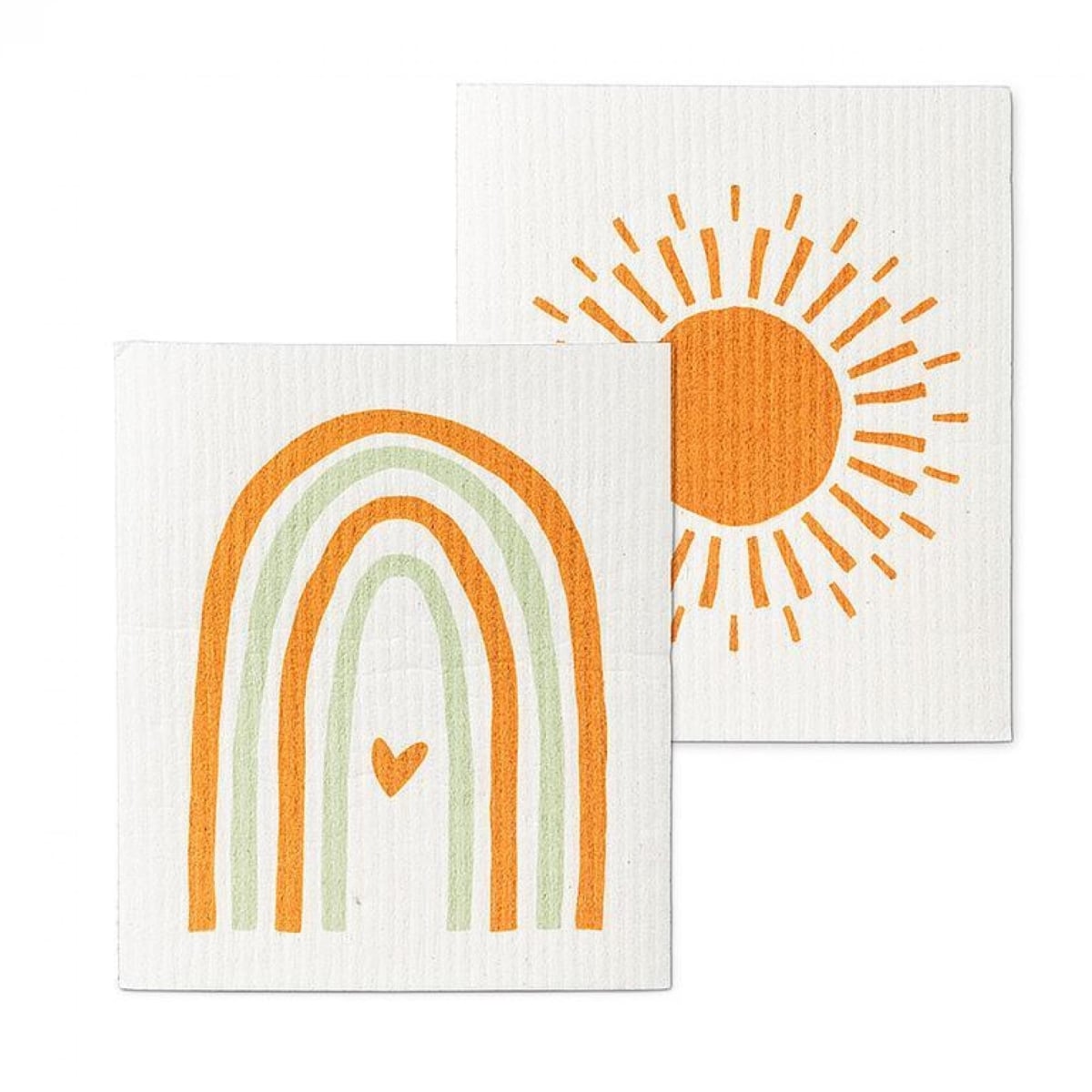 UNBT-00803 Boho Rainbow Dishcloth - Ivory & Brown - Set of 2