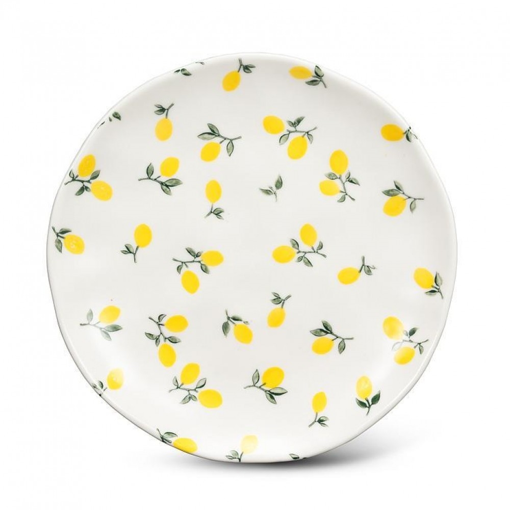 UNBT-00510 Lemons Appetizer Plate - White, Yellow & Green