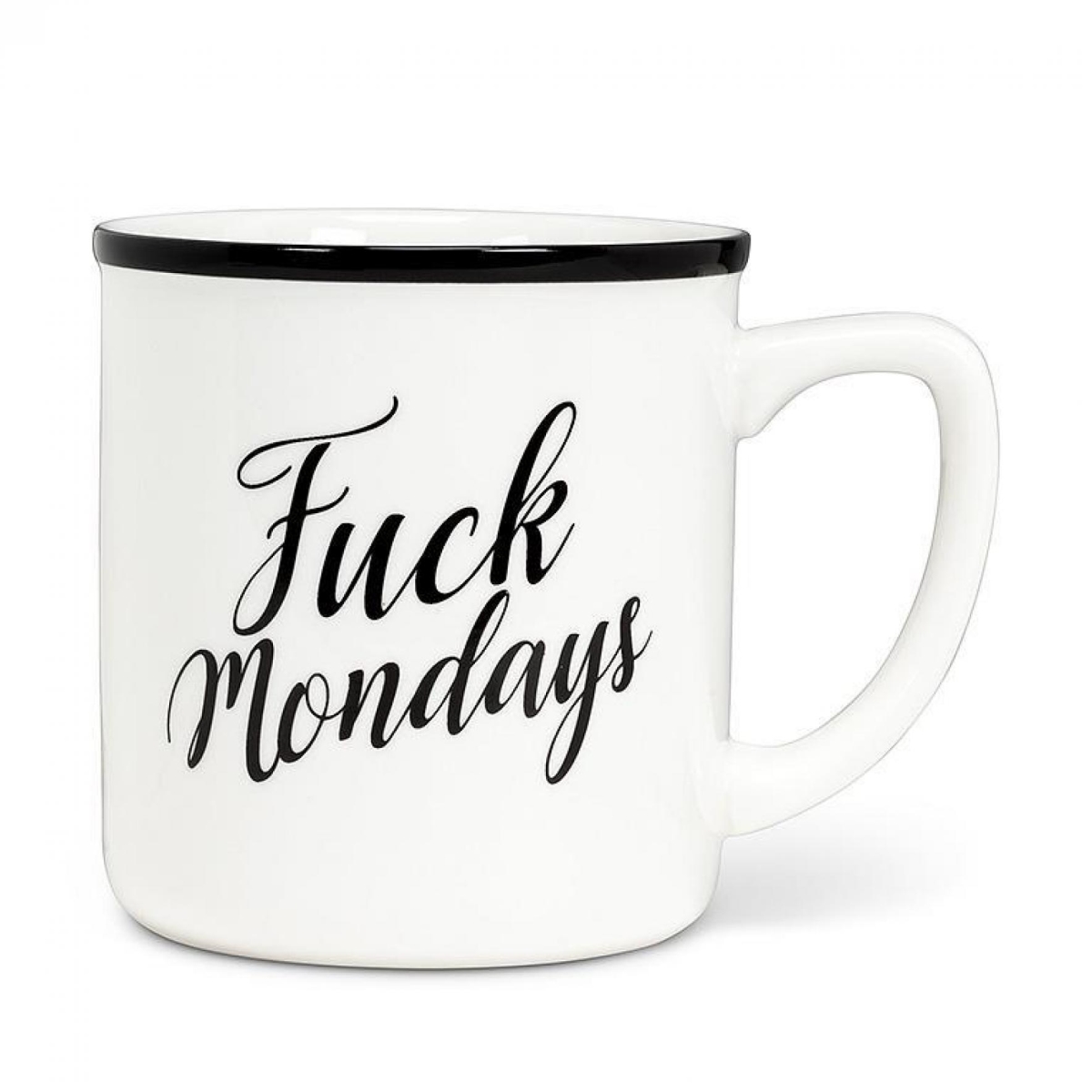 UNBT-00308 F-Ck Mondays Graphic Text Mug - White & Black