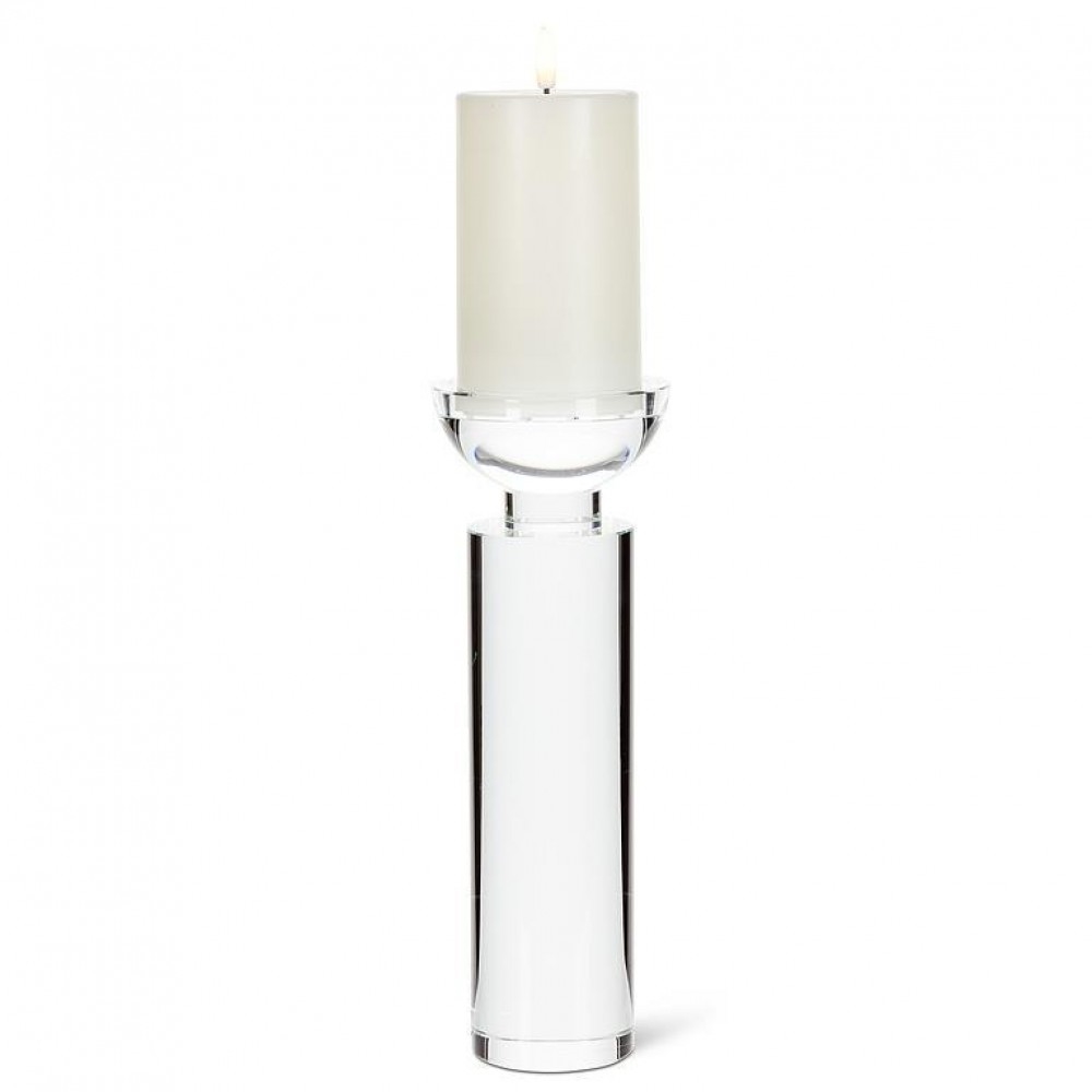 UNBT-00218 Clear Optical Glass Column Pillar Candle Holder