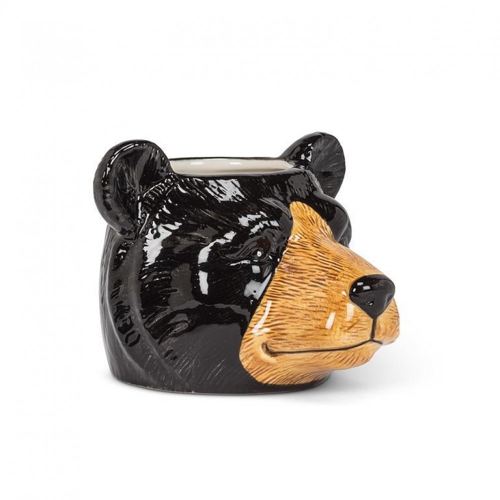 UNBT-00108 Bear Head Planter - Black & Brown