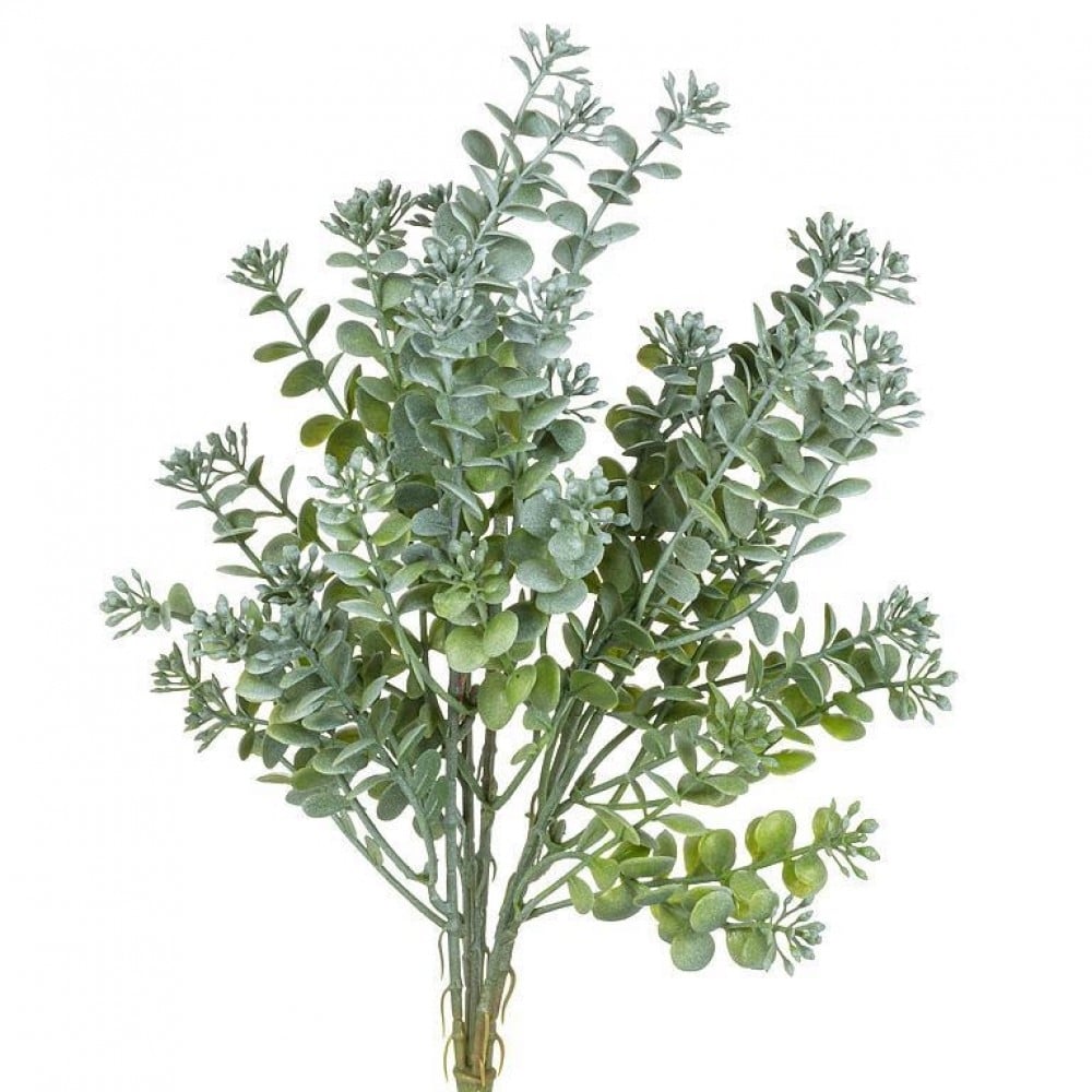 UNBT-00401 Green with White Leaf Spray Faux Plants & Trees