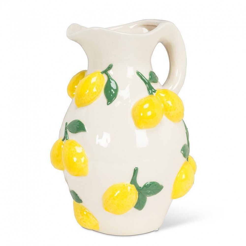 UNBT-00504 Lemon Covered Jug - Ivory & Yellow