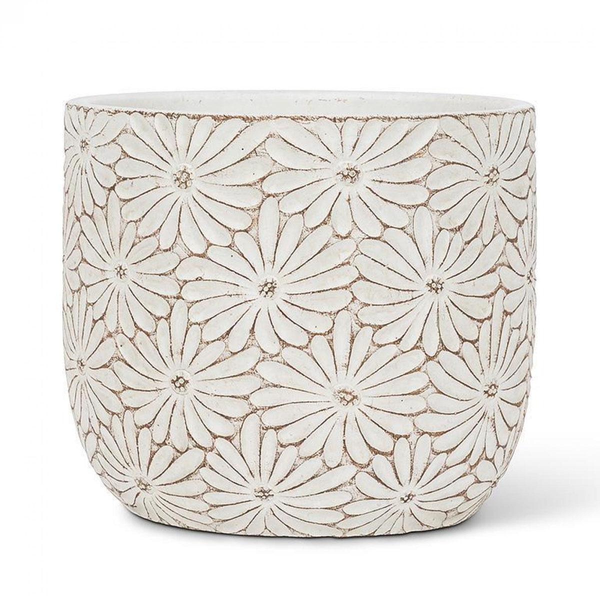 UNBT-00757 Round Daisy Planter - White