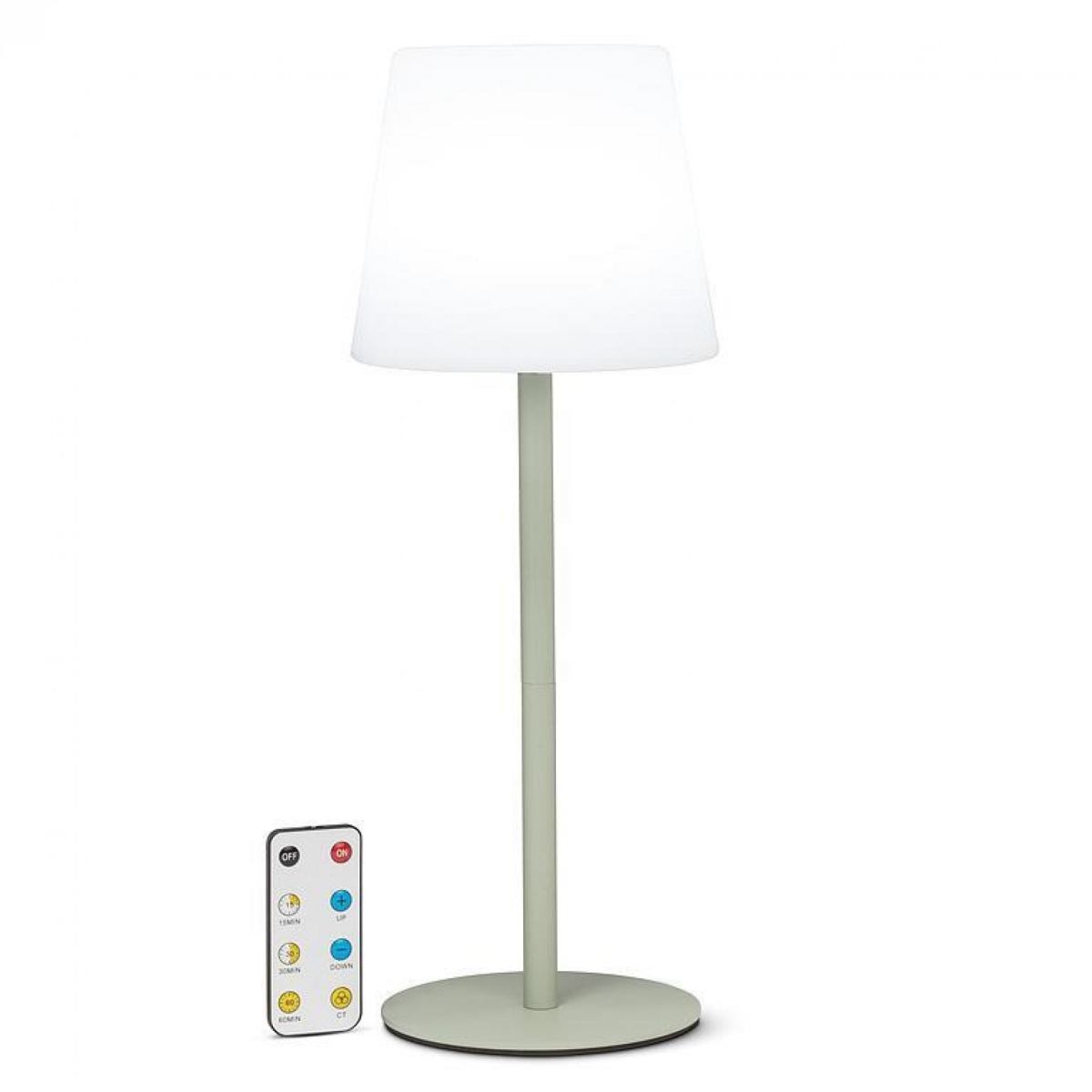 UNBT-00656 Outdoor White Shade with Green Base LED Table Light Lamp