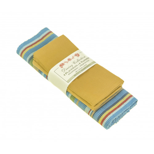 4 Placemats Plus 4 Napkins Set, Blue Stripe