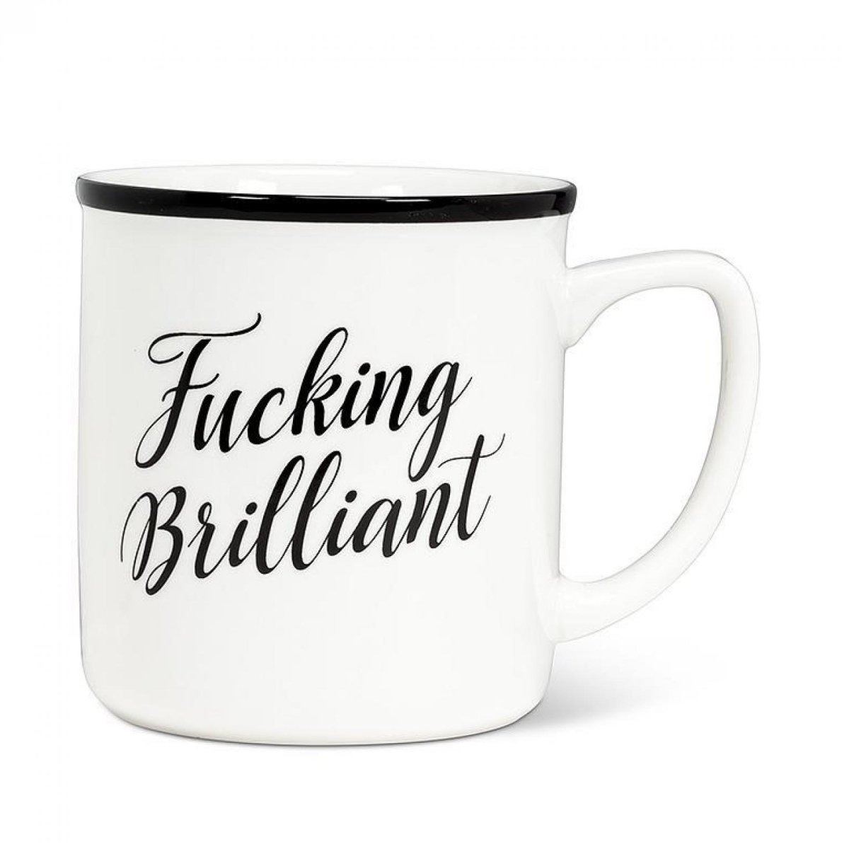 UNBT-00309 F-Cking Brilliant Text Mug - White & Black