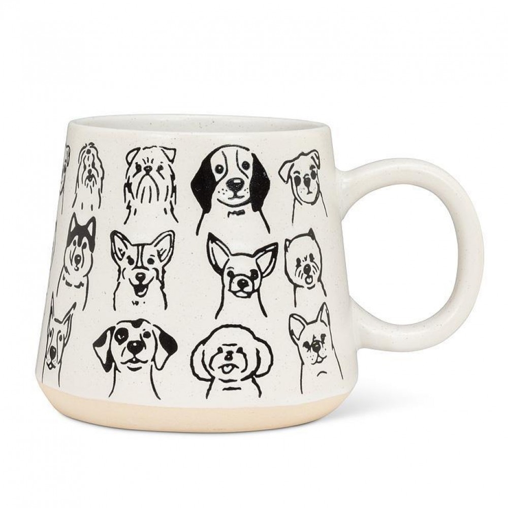 UNBT-00045 Dog Faces Mug - Ivory & Black