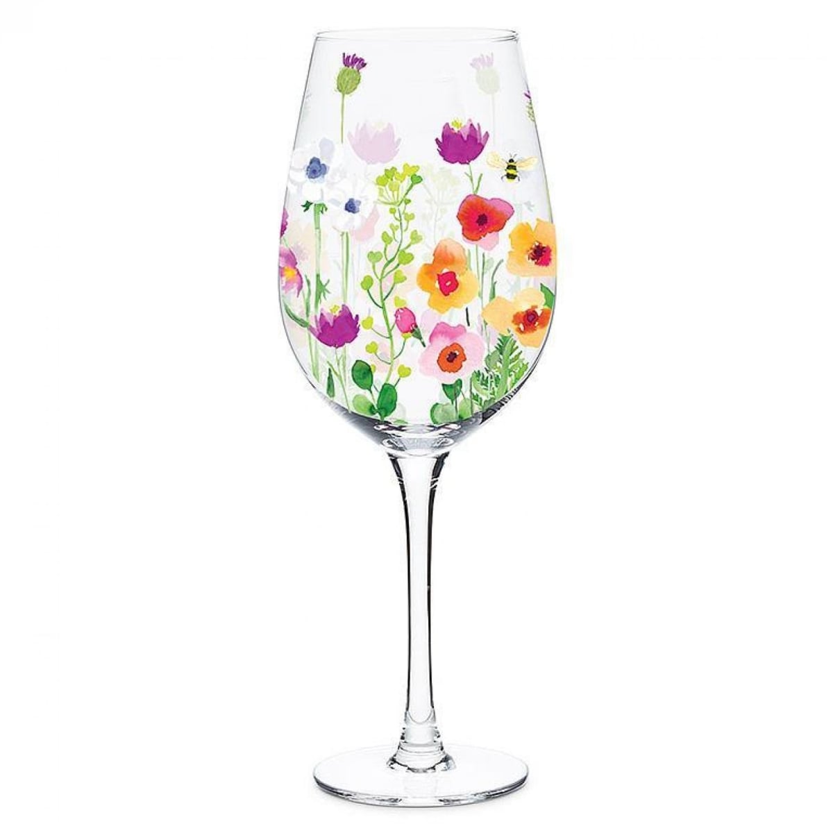 UNBT-00064 Bee Garden Stemmed Wine Goblet - Multi Color