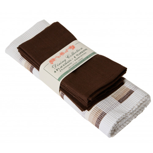 4 Placemats Plus 4 Napkins Set, Coco Check