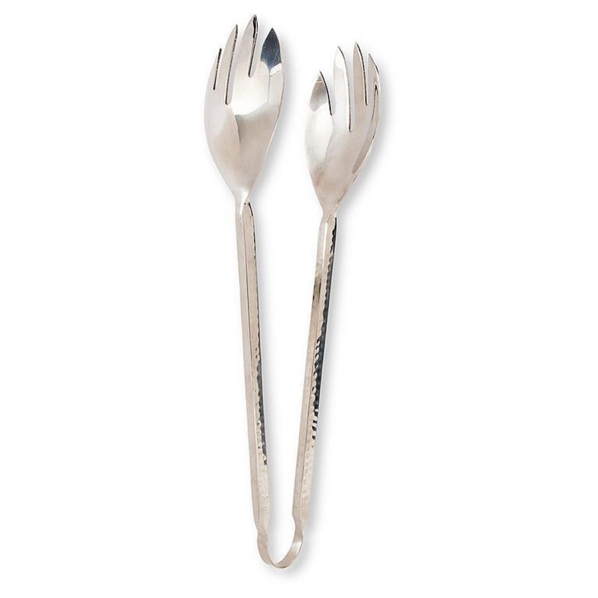 UNBT-00410 Hammer Finish Handle Salad Tongs - Silver