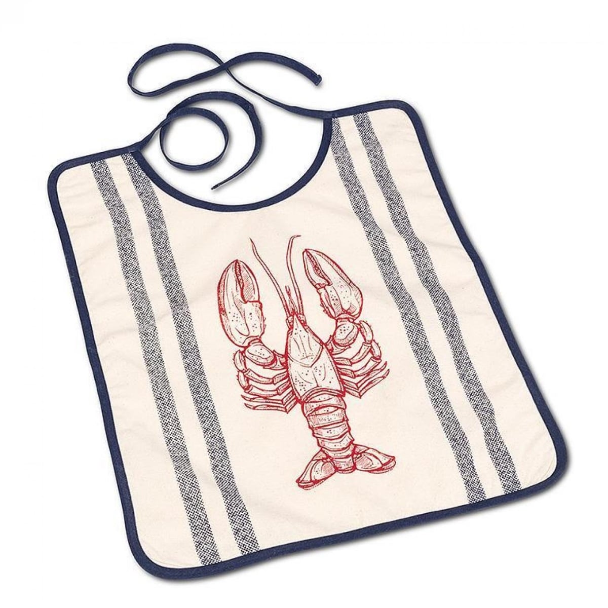 UNBT-01021 Striped Lobster Bib - Natural, Red & Blue