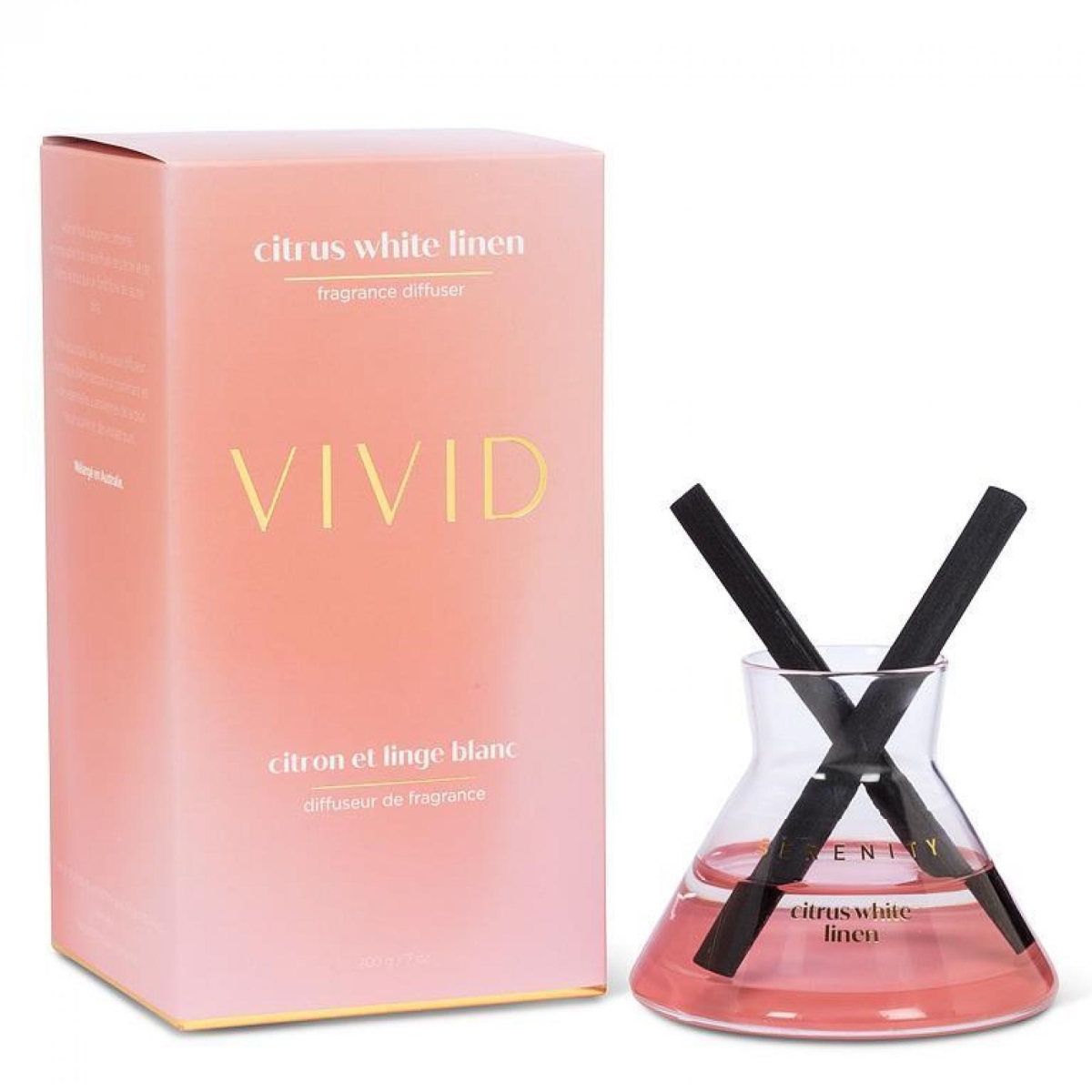 UNBT-00208 Citrus White Linen Modern Reed Diffuser - Coral