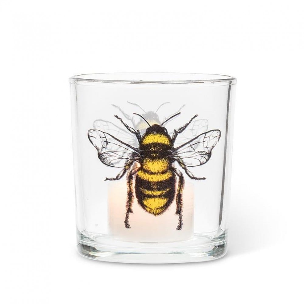 UNBT-00072 Bee Votive Candle Holder - Clear, Yellow & Black