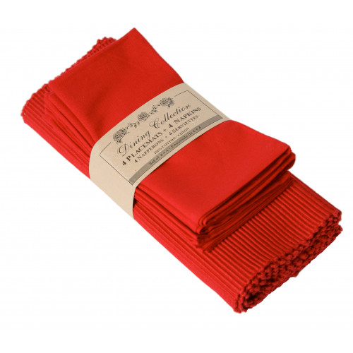 AG-05301 4 Placemats Plus 4 Napkins Set, Red