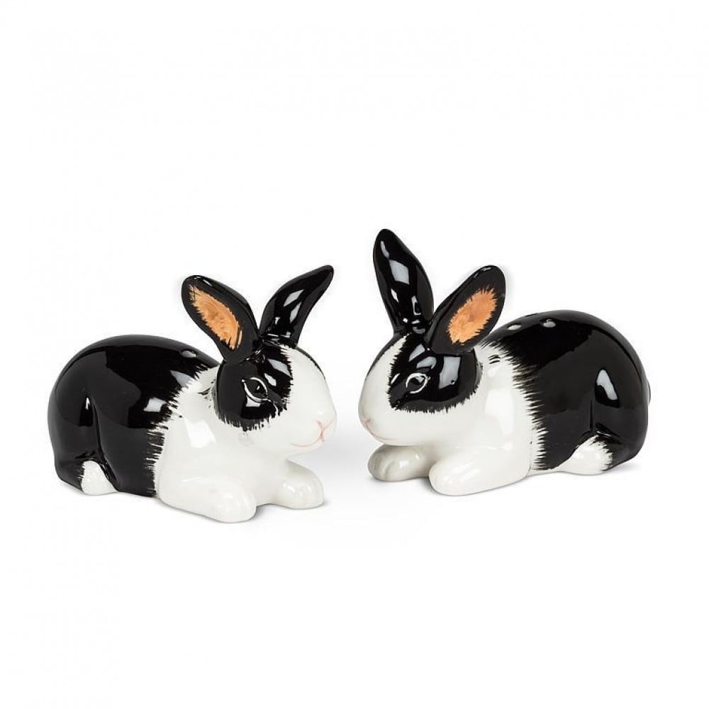 UNBT-00300 Dutch Rabbits Salt & Pepper Shaker - Black & White