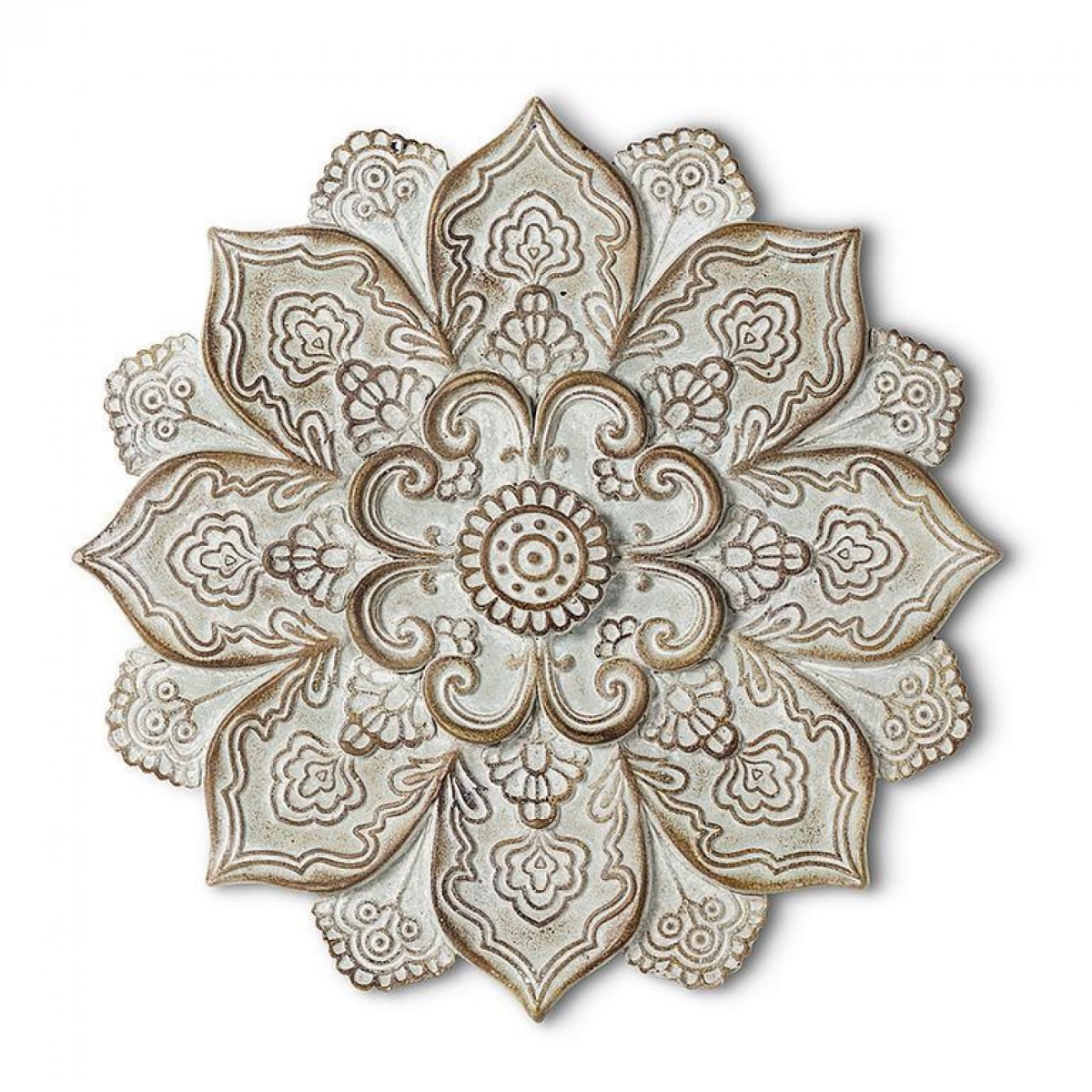UNBT-00535 Mandala Flower Plaque Wall Decor - Gray