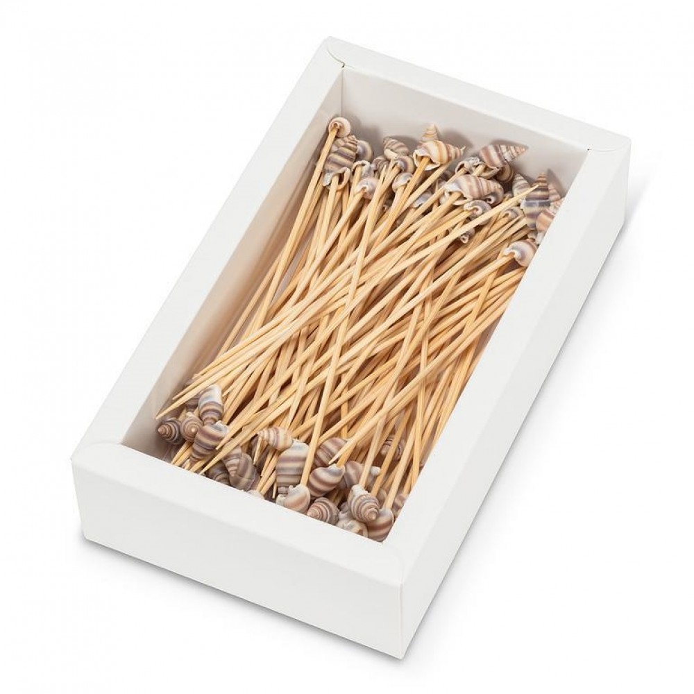 UNBT-00002 Shell Cocktail Pick - Brown - 100 Piece