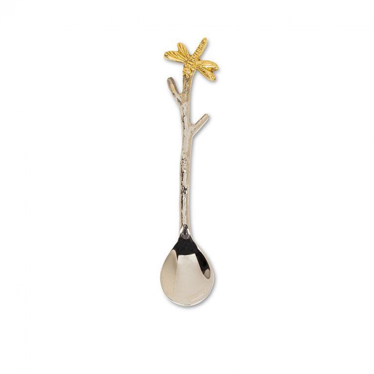 UNBT-00288 Dragonfly on Branch Spoon - Nickel-plated & Gold