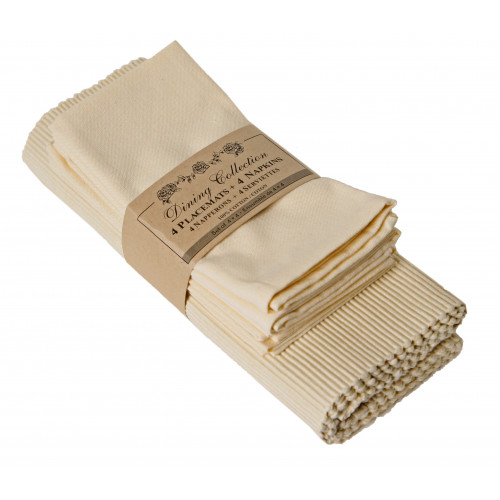 AG-05306 4 Placemats Plus 4 Napkins Set, Natural