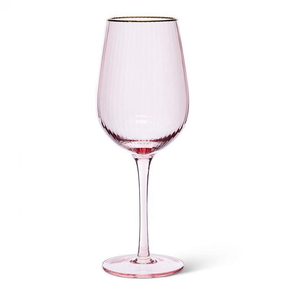 UNBT-00695 Pink with Gold Rim Stemmed Wine Goblet