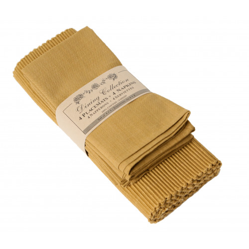 4 Placemats Plus 4 Napkins Set, Mustard