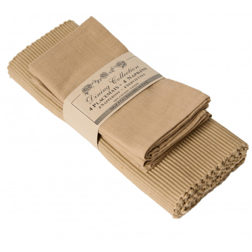 4 Placemats Plus 4 Napkins Set, Beige