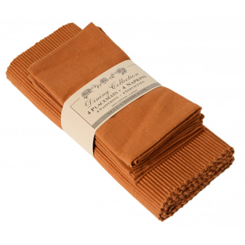 4 Placemats Plus 4 Napkins Set, Rust