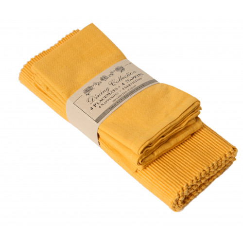 AG-05312 4 Placemats Plus 4 Napkins Set, Golden Yellow