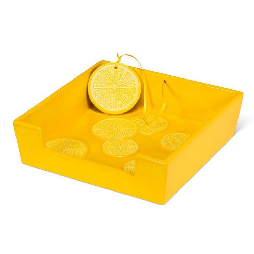 Picture of MDR Trading AB-27-CITRUS-LEMON 7.5 in. Square Lemon Slice Napkin Holder, Yellow