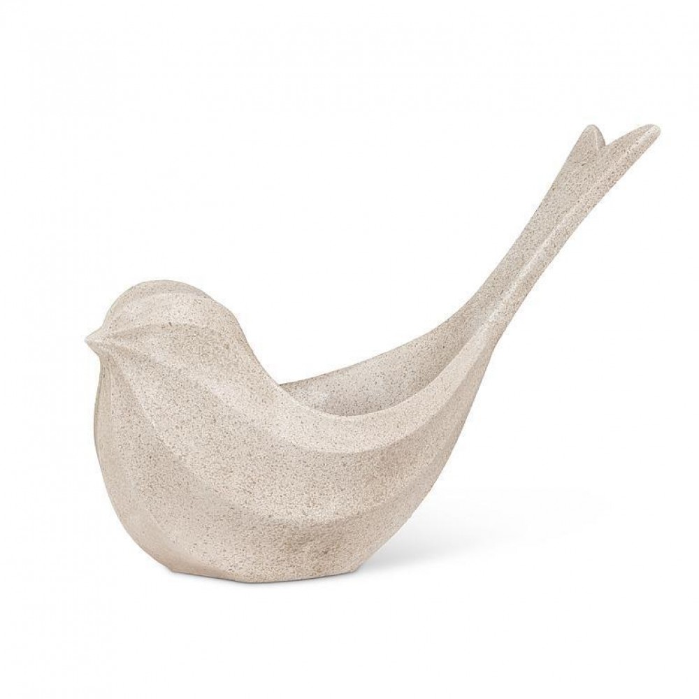 AB-27-LONGTAIL-211 14 in. Bird with Long Tail Planter, Natural