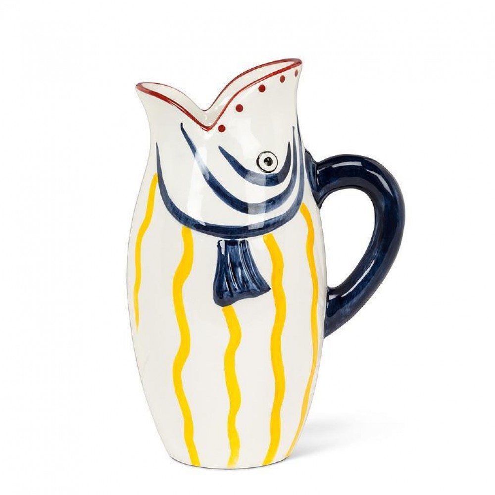 Picture of MDR Trading AB-27-PORTOFINO-095 66 oz Fish with Red Lips Jug, White & Yellow