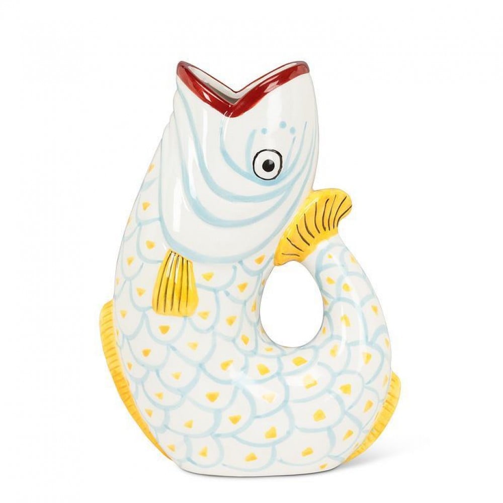 AB-27-PORTOFINO-099 48 oz Shapely Fish Jug, White & Aqua