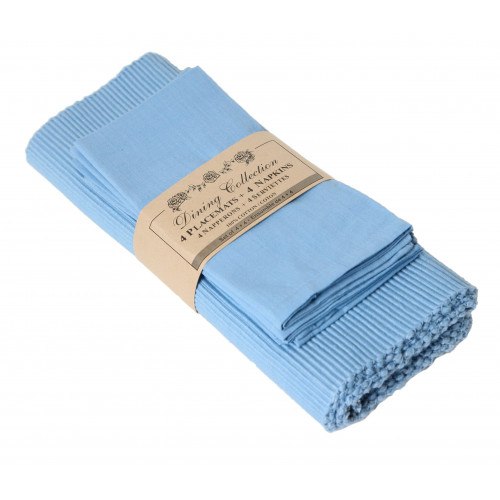 4 Placemats Plus 4 Napkins Set, Blue